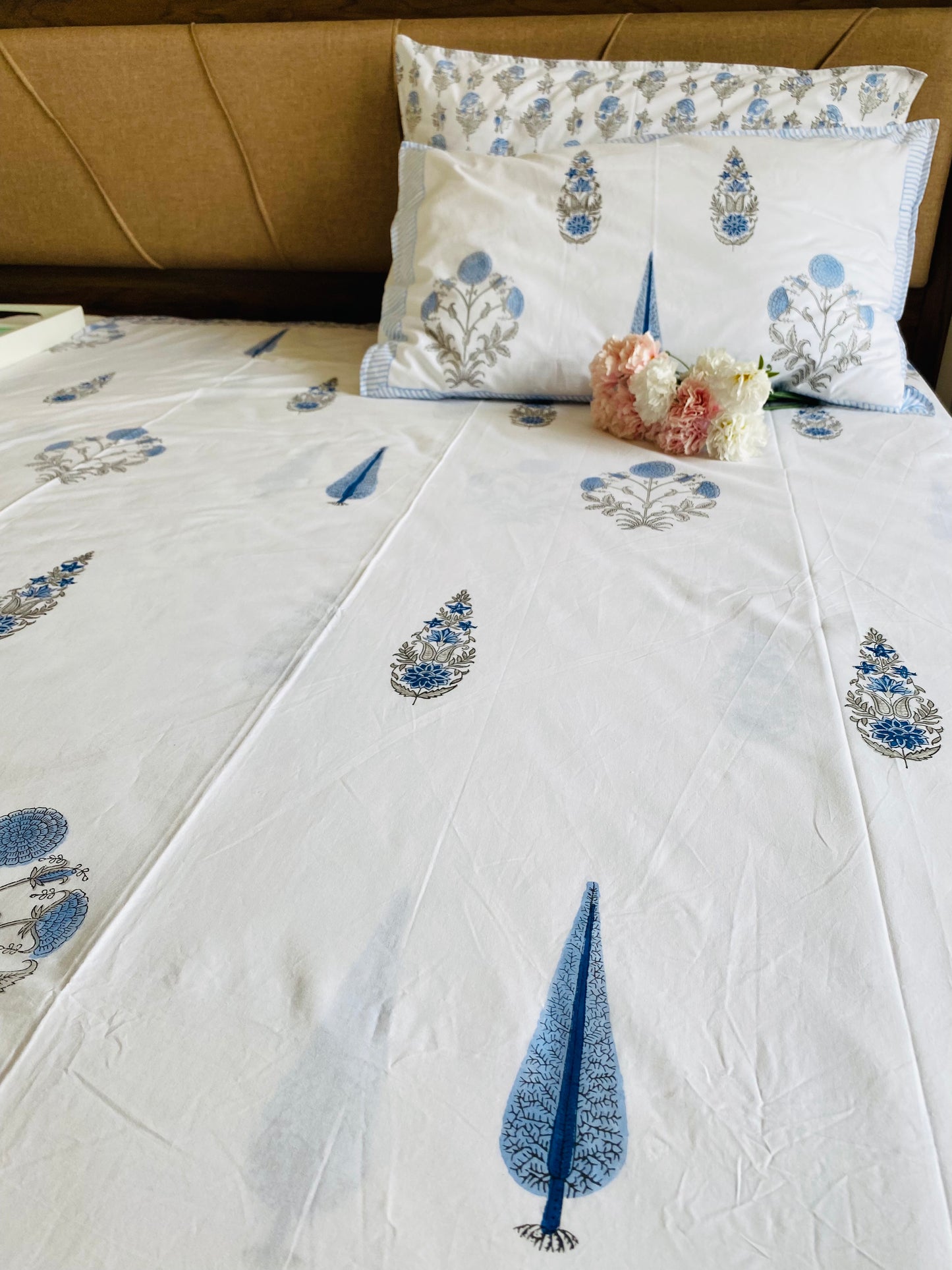 Rimjhim Hand Block Printed Cotton Bedsheet