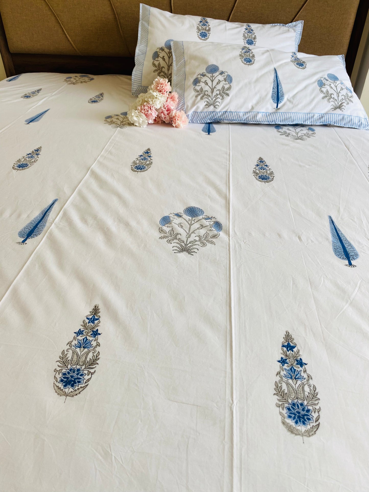 Rimjhim Hand Block Printed Cotton Bedsheet
