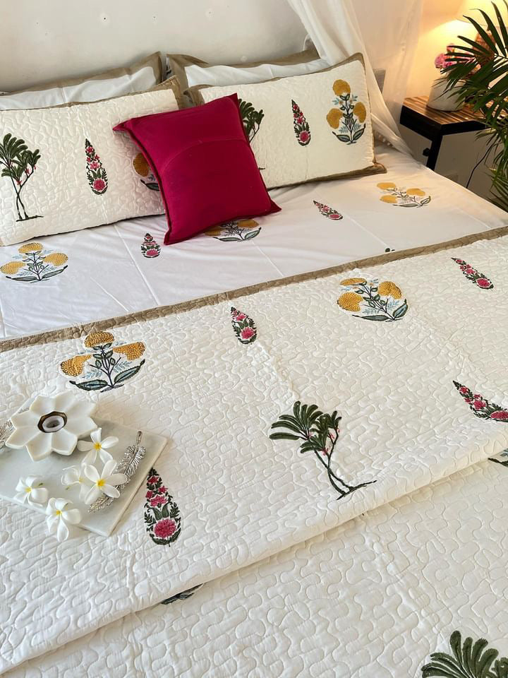 Marigold- Bedsheet & Quilted Bedcover set
