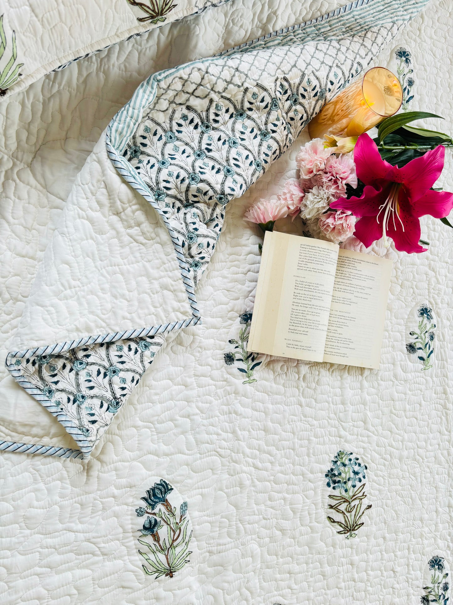 Water Lily Quilted Bedcover