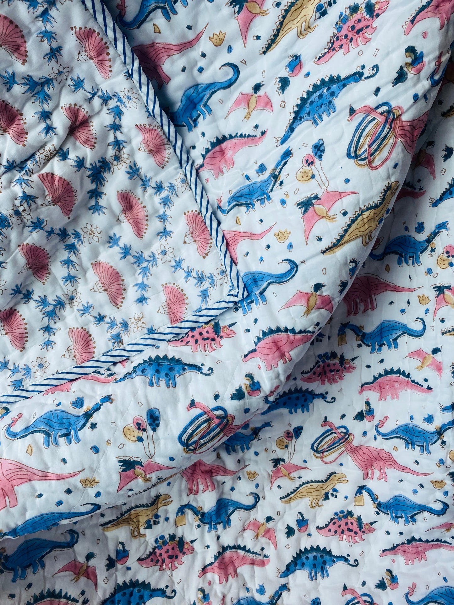 Organic Mulmul Cotton Baby Quilt | Dino