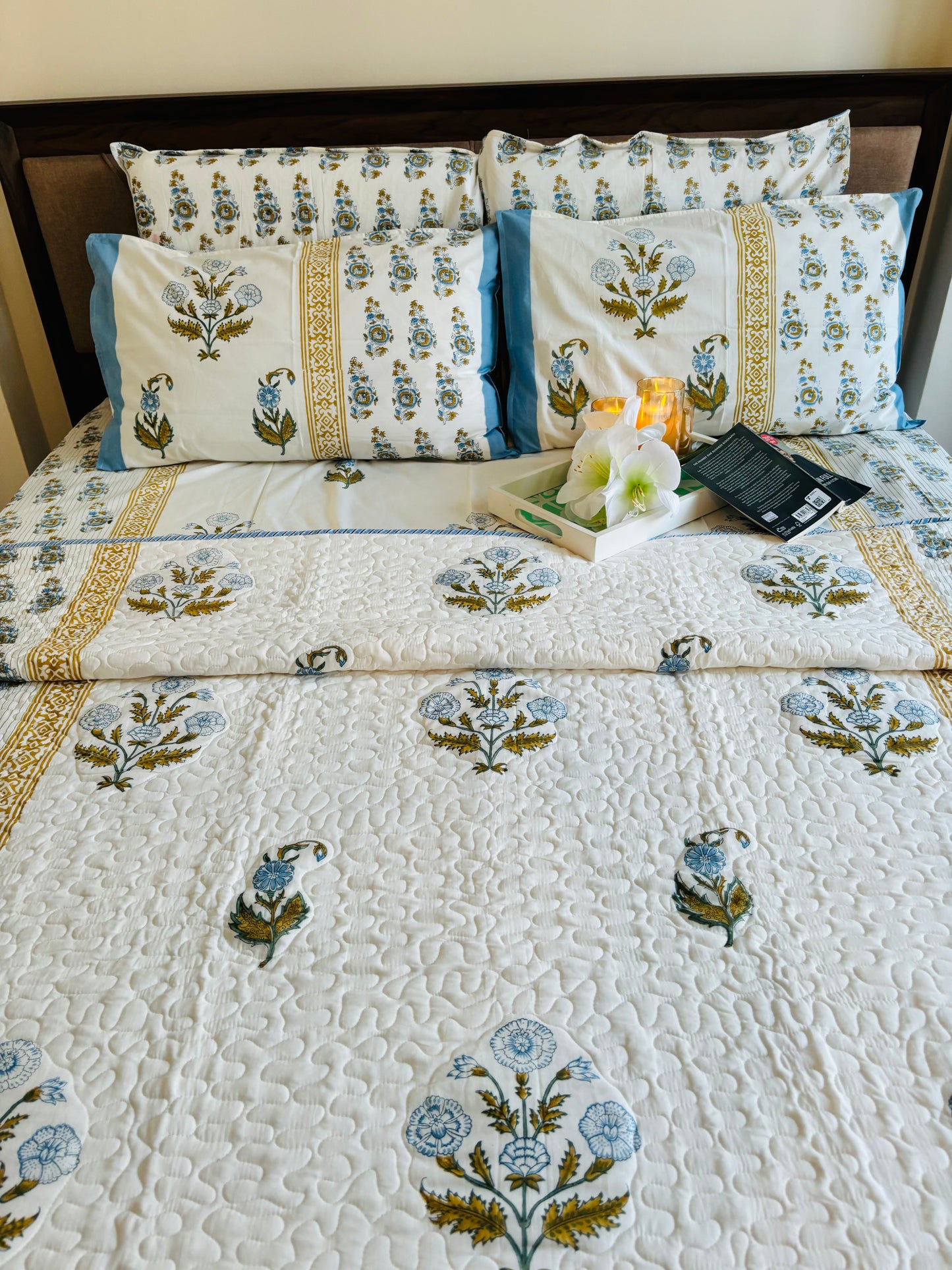 Skyline Bedsheet & Quilted Bedcover Set