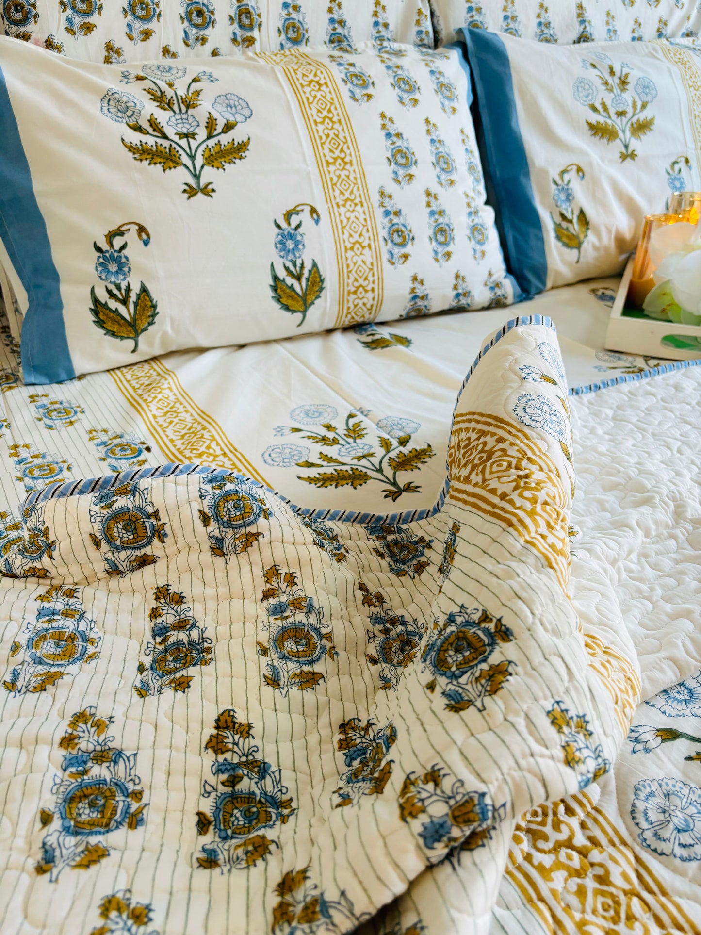 Skyline Bedsheet & Quilted Bedcover Set