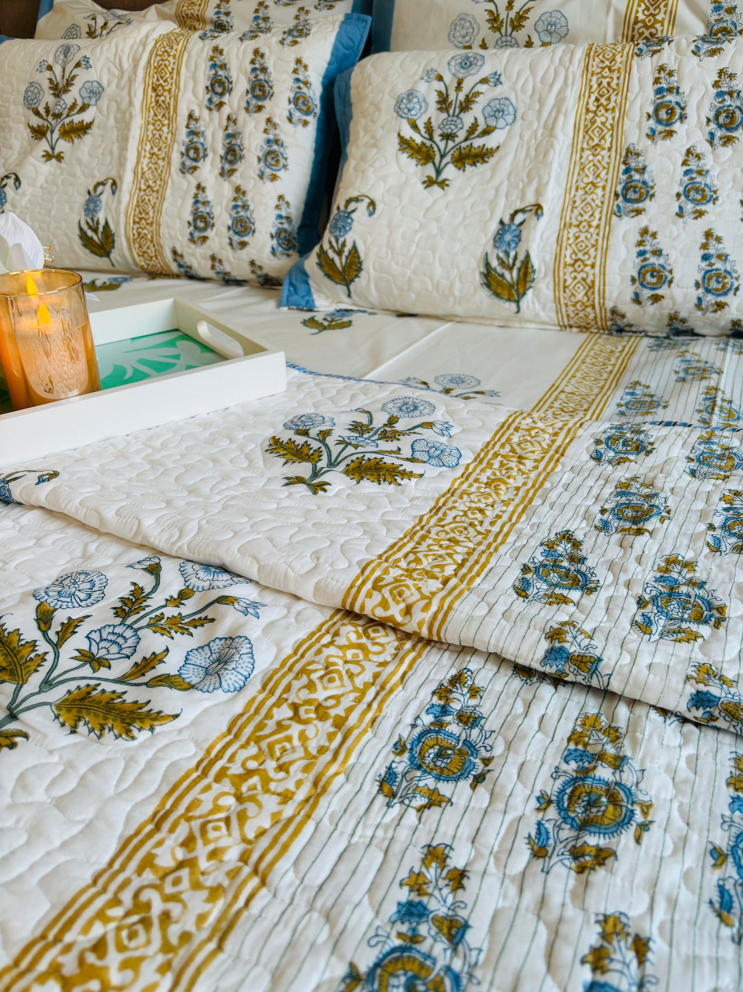Skyline Bedsheet & Quilted Bedcover Set