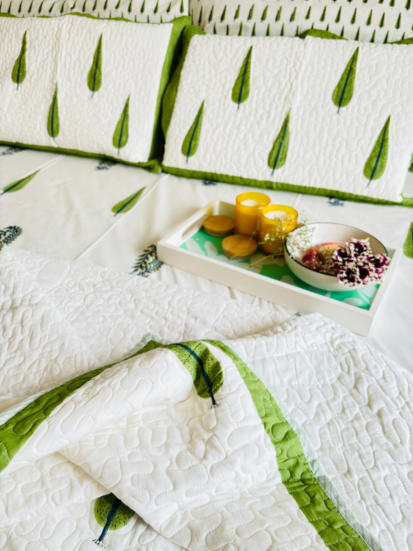 Green Cypress Quilted Bedcover