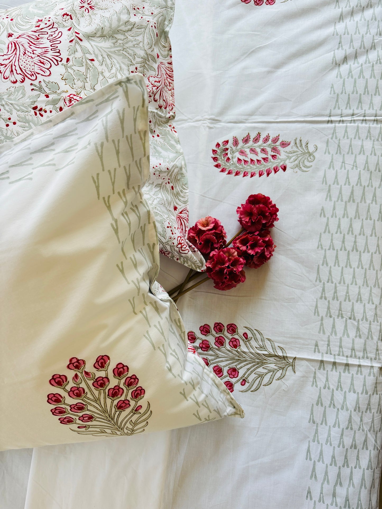 Blush Handblock Printed Cotton Bedsheet