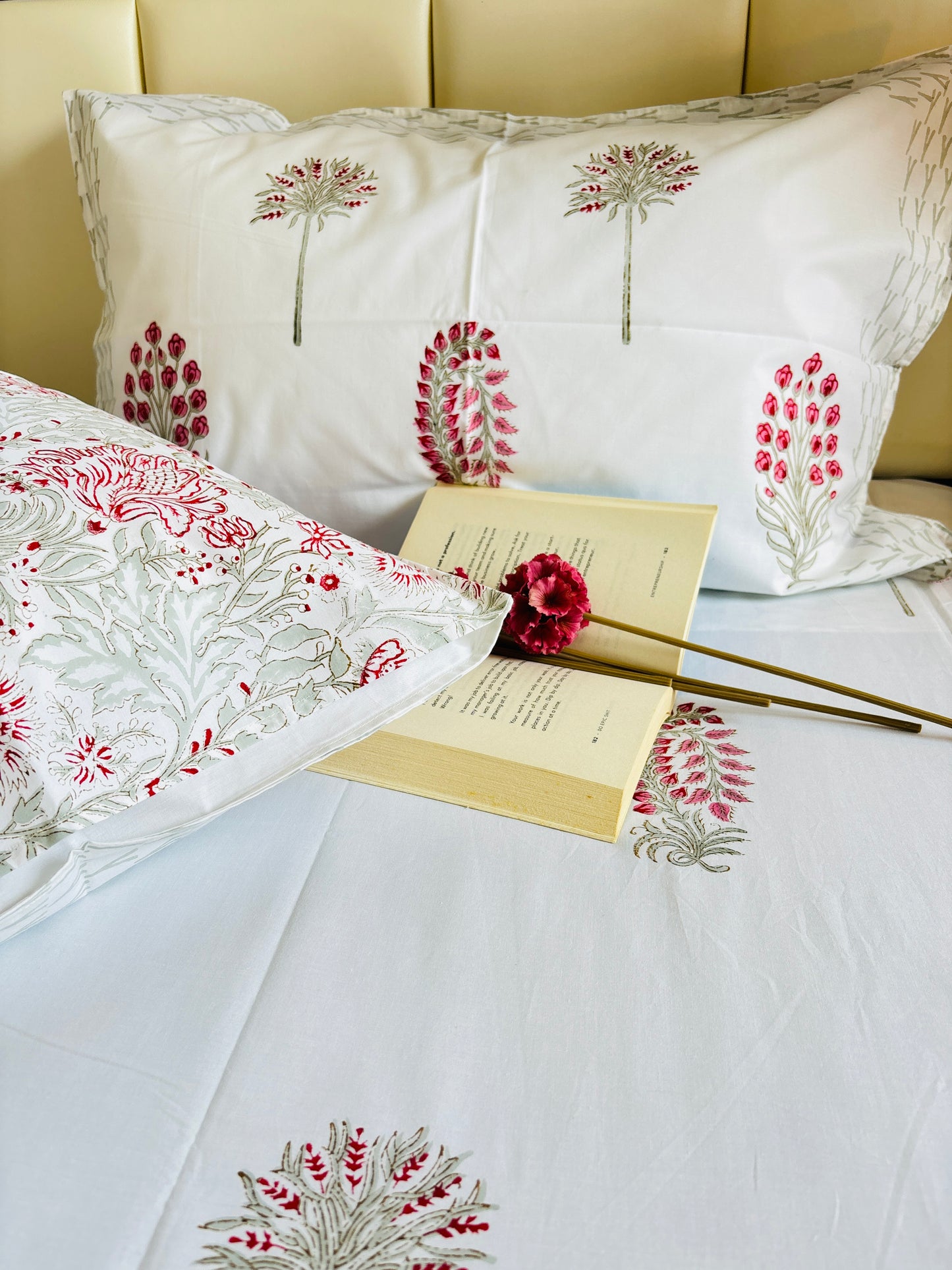 Blush Handblock Printed Cotton Bedsheet