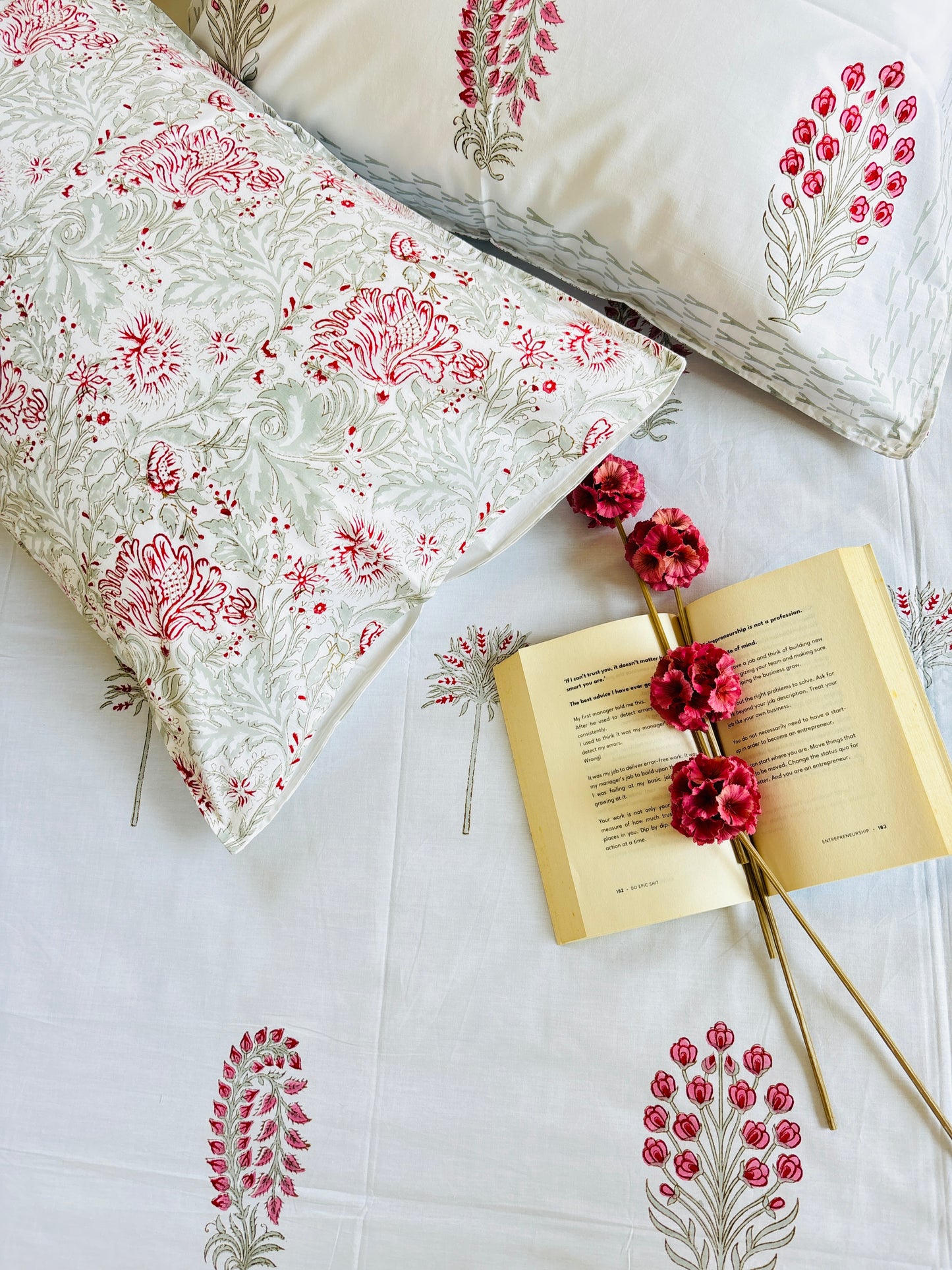 Blush Handblock Printed Cotton Bedsheet