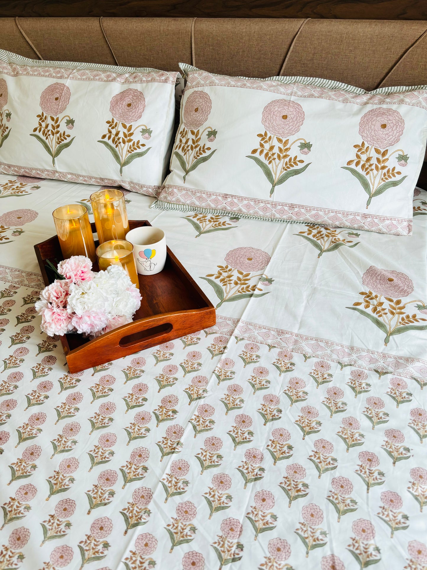 Dahlia Handblock Printed Cotton Bedsheet