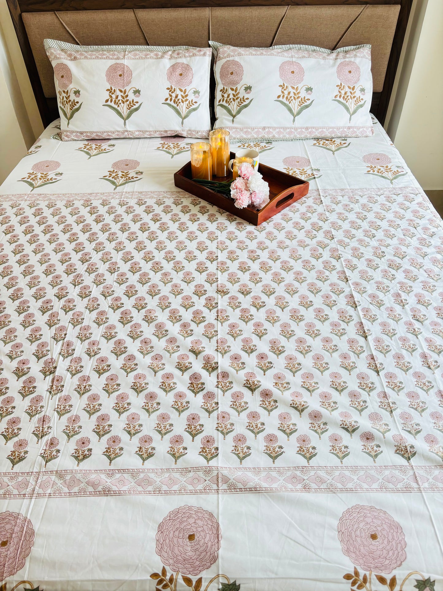 Dahlia Handblock Printed Cotton Bedsheet