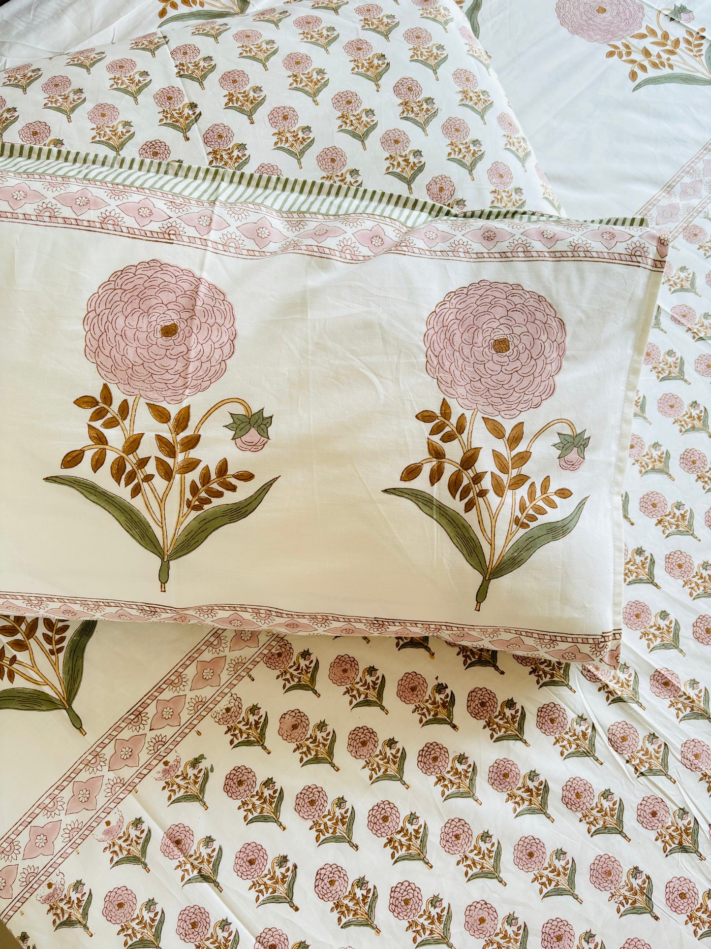 Dahlia Handblock Printed Cotton Bedsheet