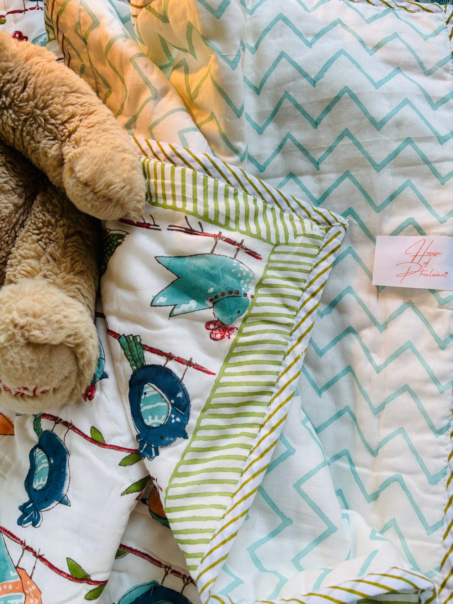 Organic Mulmul Cotton Baby Quilt | Chirpy Birds