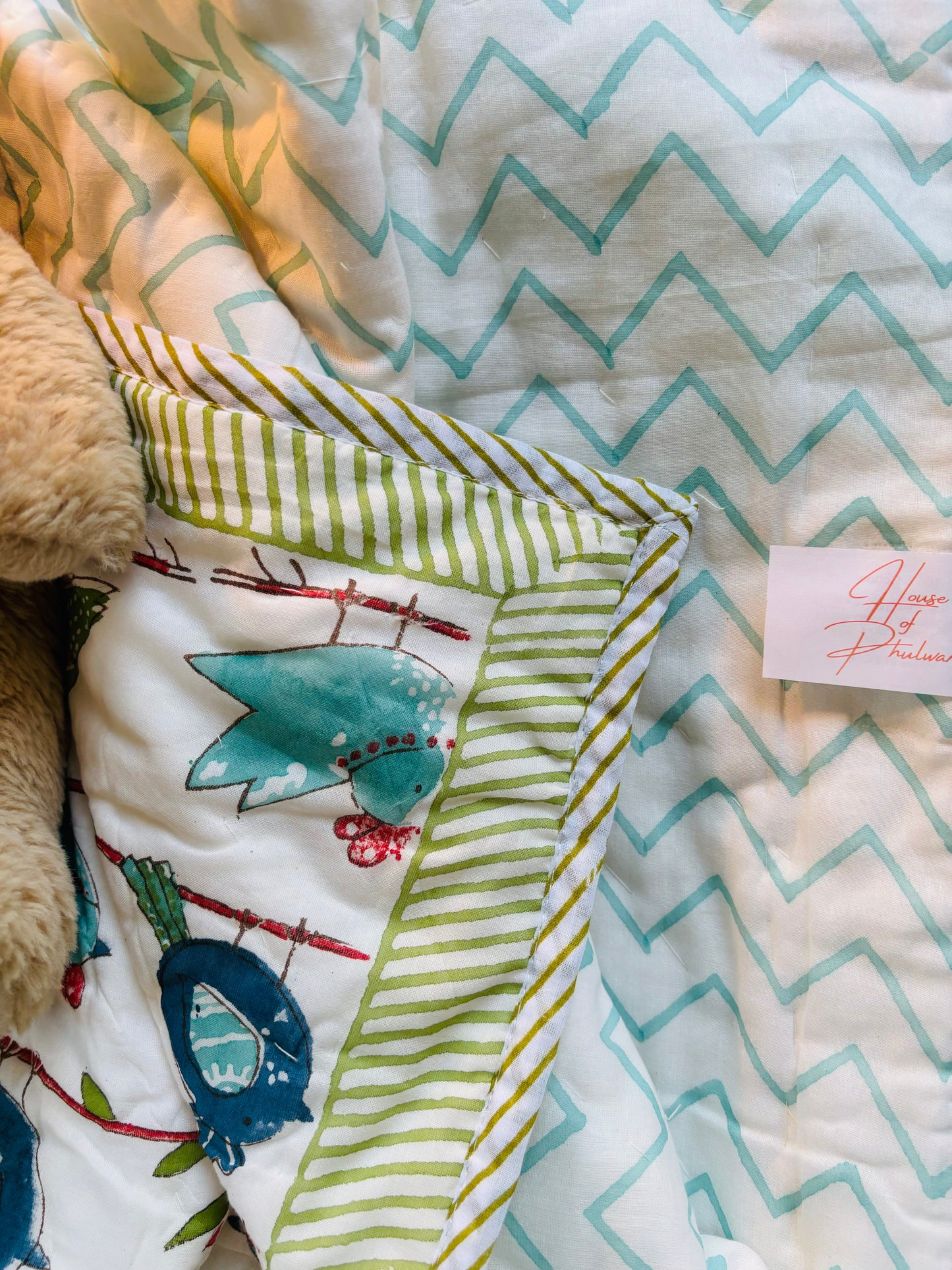 Organic Mulmul Cotton Baby Quilt | Chirpy Birds