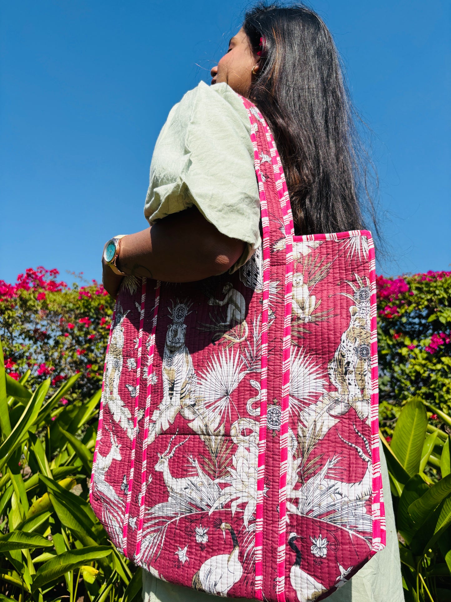 Noor ποΈ - Hand block printed tote handbag