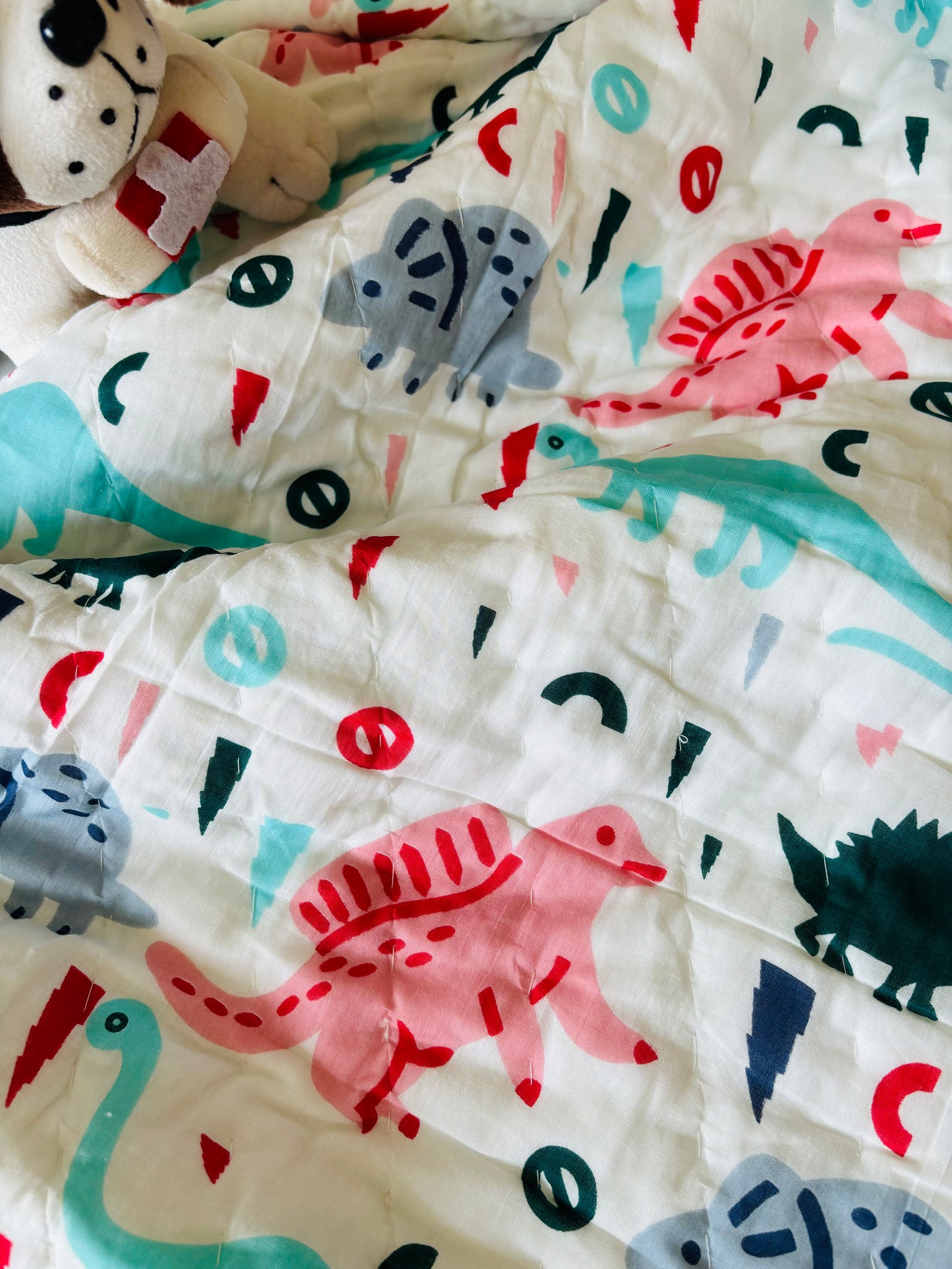 Organic Mulmul Cotton Baby Quilt | Dino tales