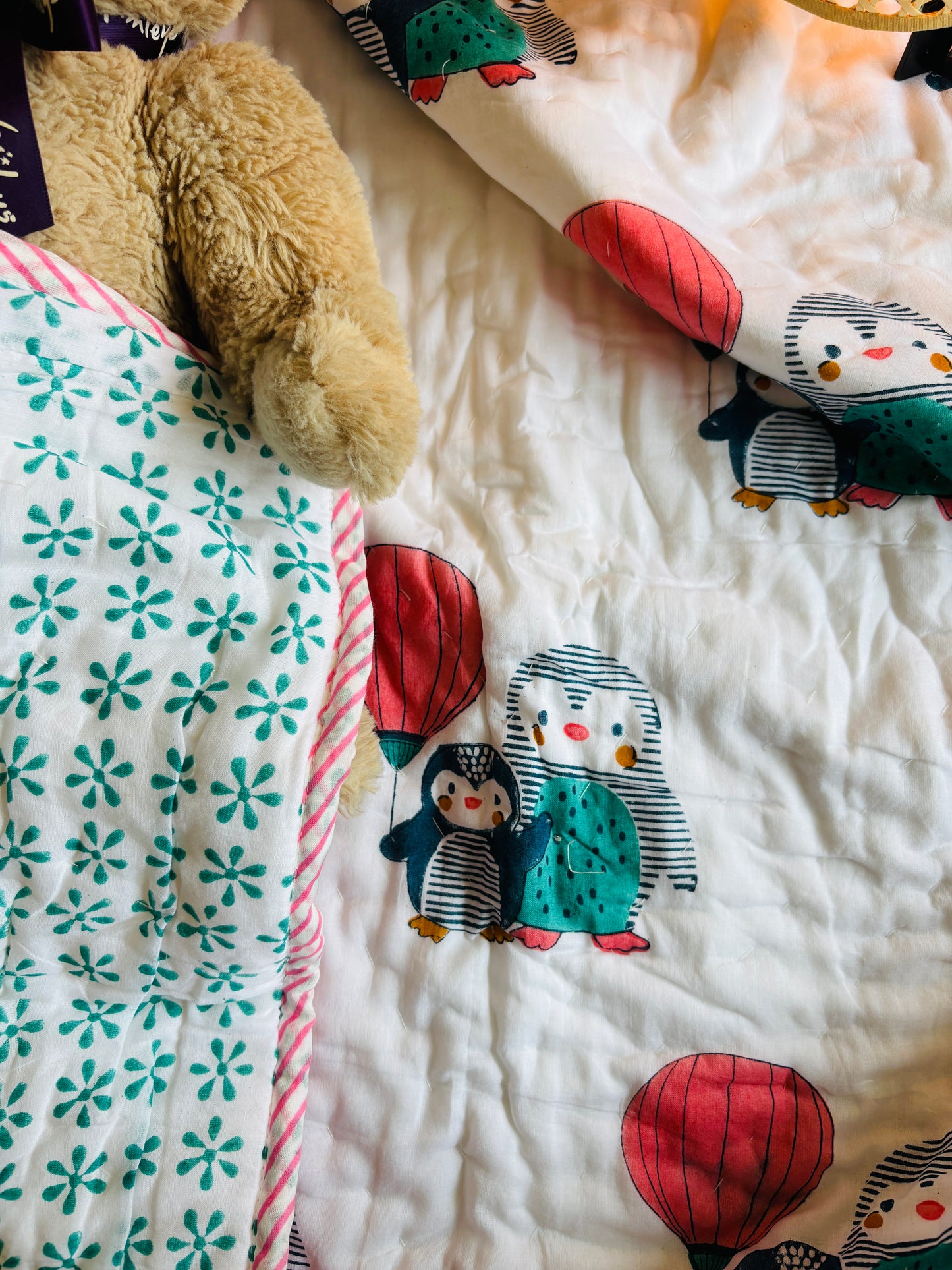 Organic Mulmul Cotton Baby Quilt | Pingu