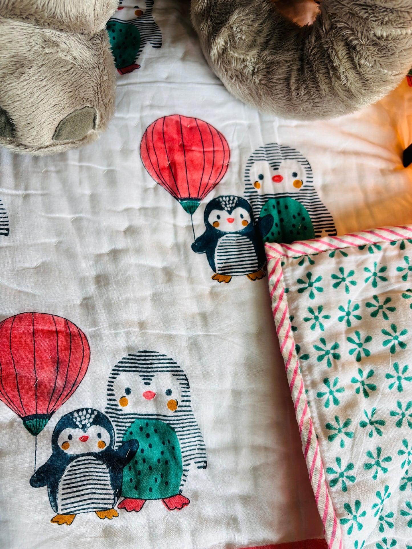 Organic Mulmul Cotton Baby Quilt | Pingu