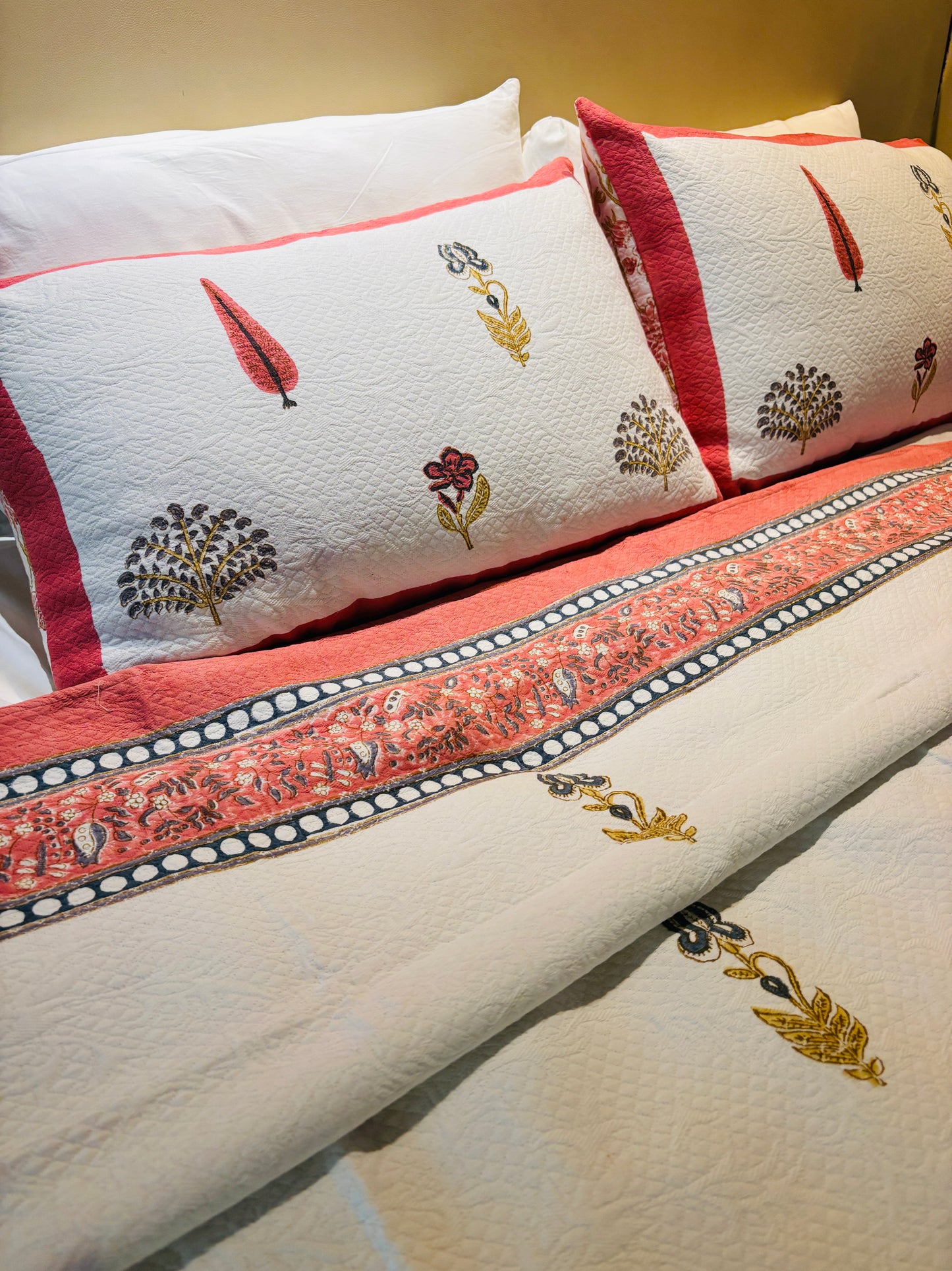 JACQUARD HANDBLOCK BEDCOVER ~ DAWN