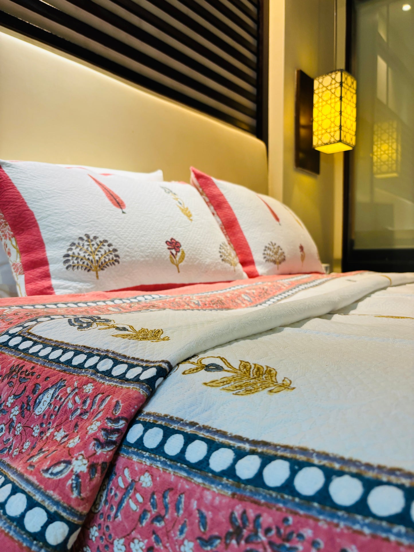 JACQUARD HANDBLOCK BEDCOVER ~ DAWN