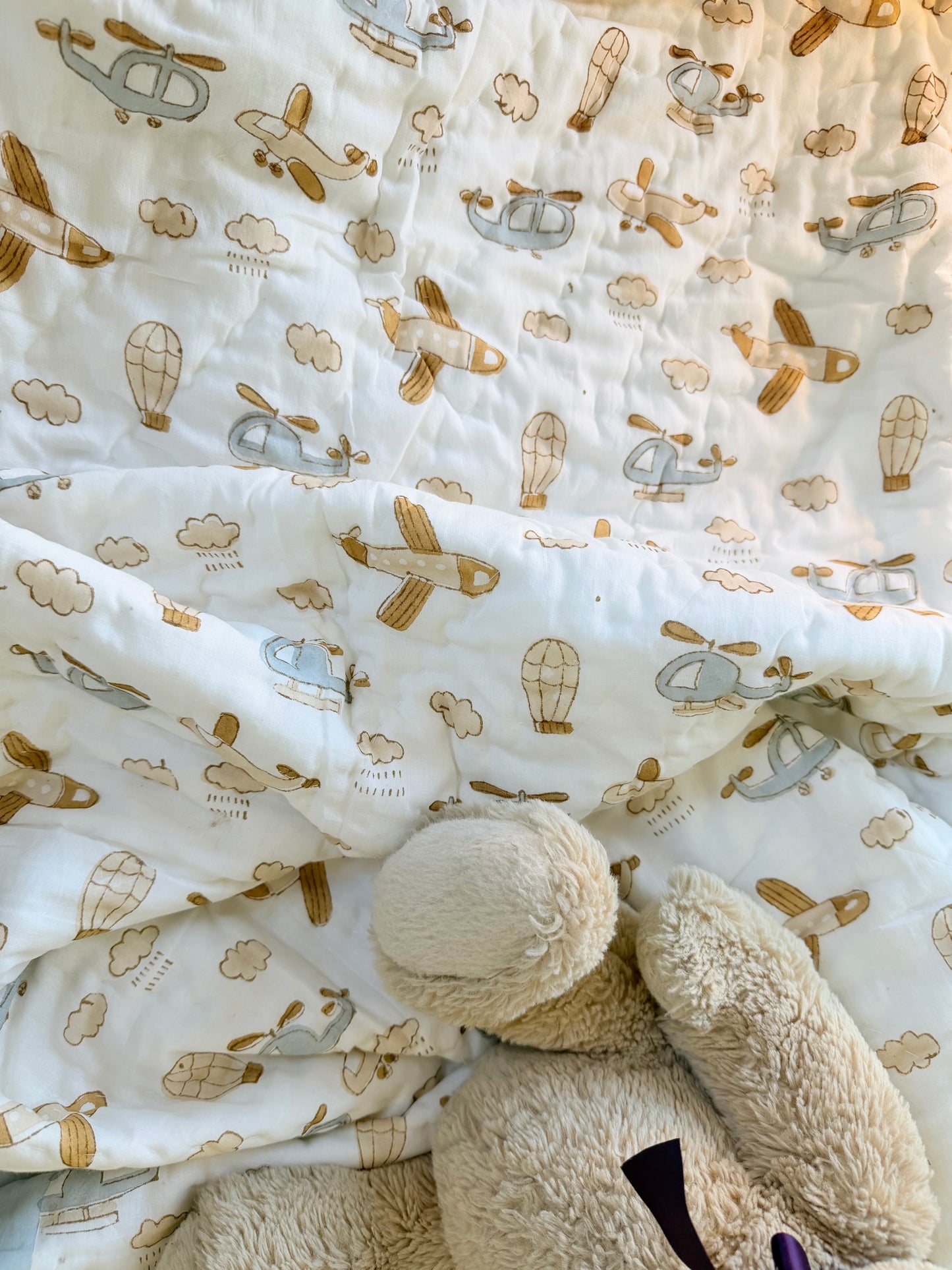 Organic Mulmul Cotton Baby Quilt | Aeroplane