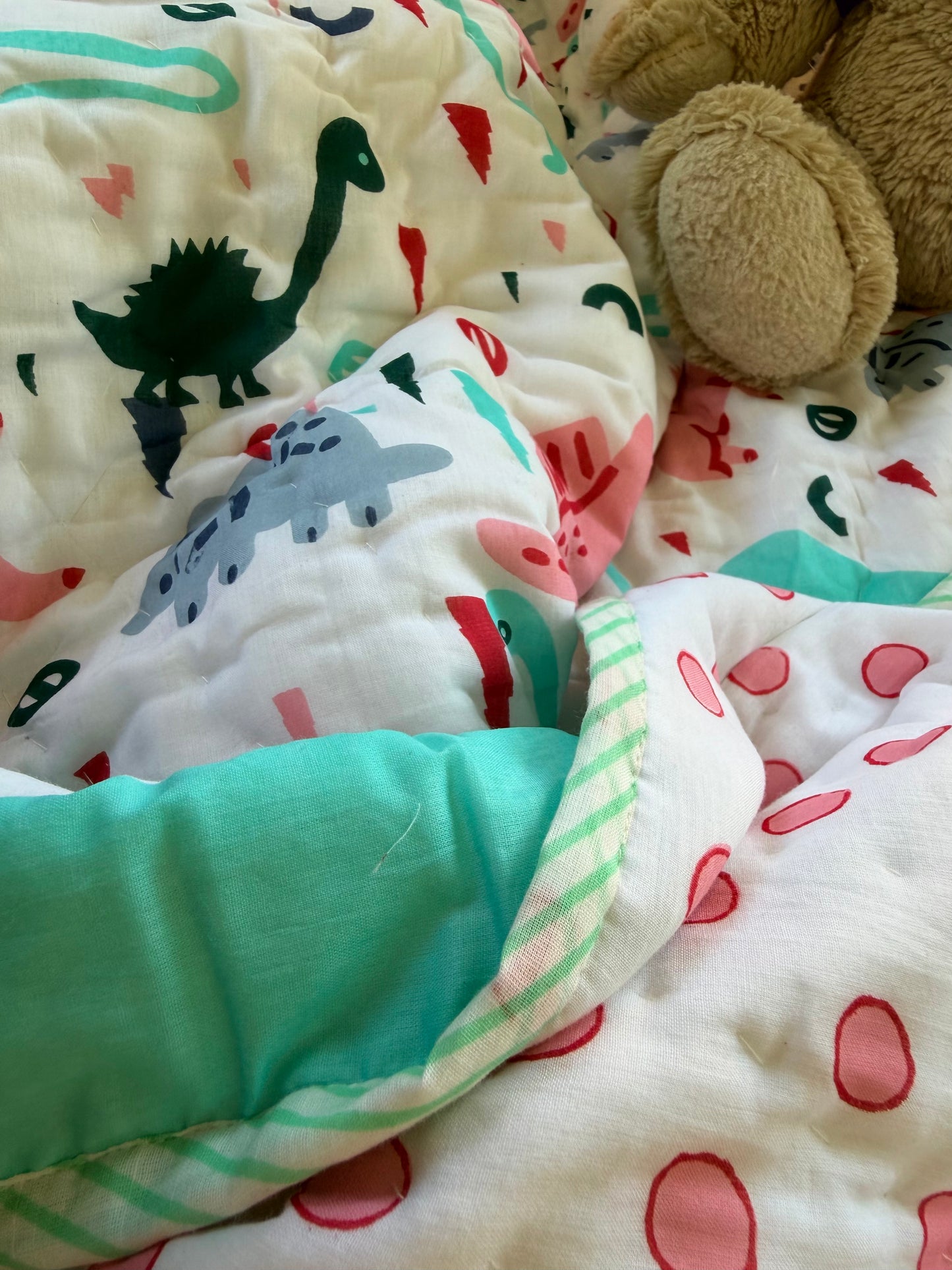 Organic Mulmul Cotton Baby Quilt | Dino tales
