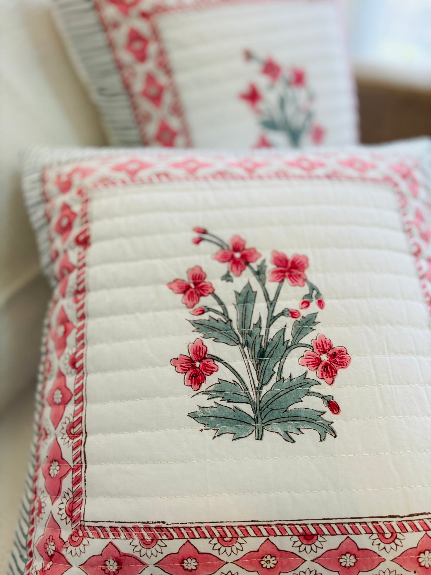 Hanblock Printed Quilted Cushion Cover