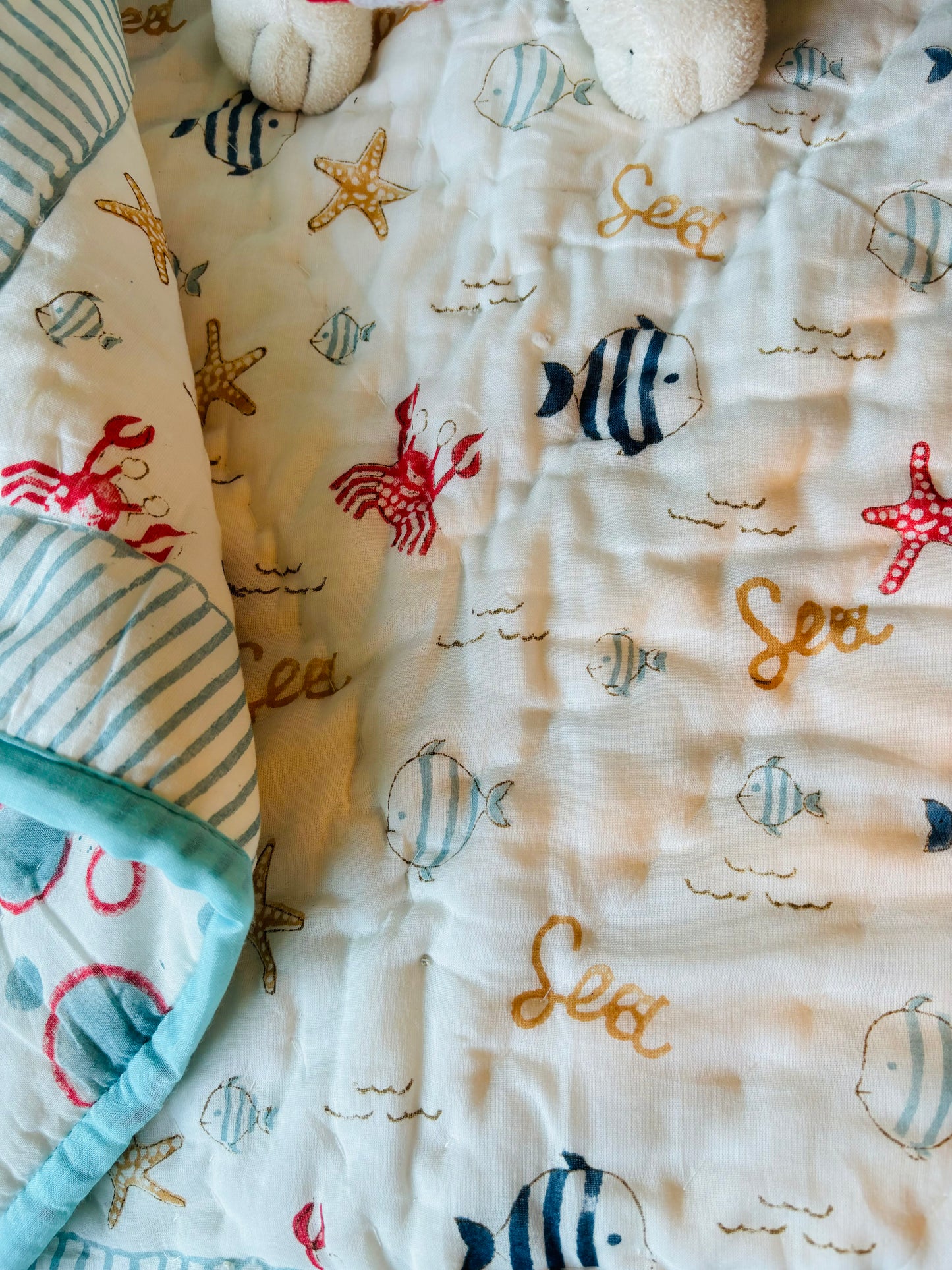 Organic Mulmul Cotton Baby Quilt | Seafarer