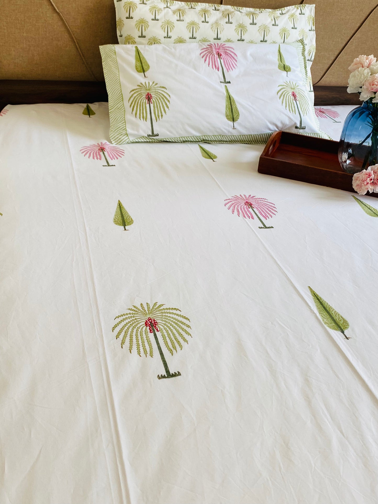 Tropical Hand Block Printed Cotton Bedsheet