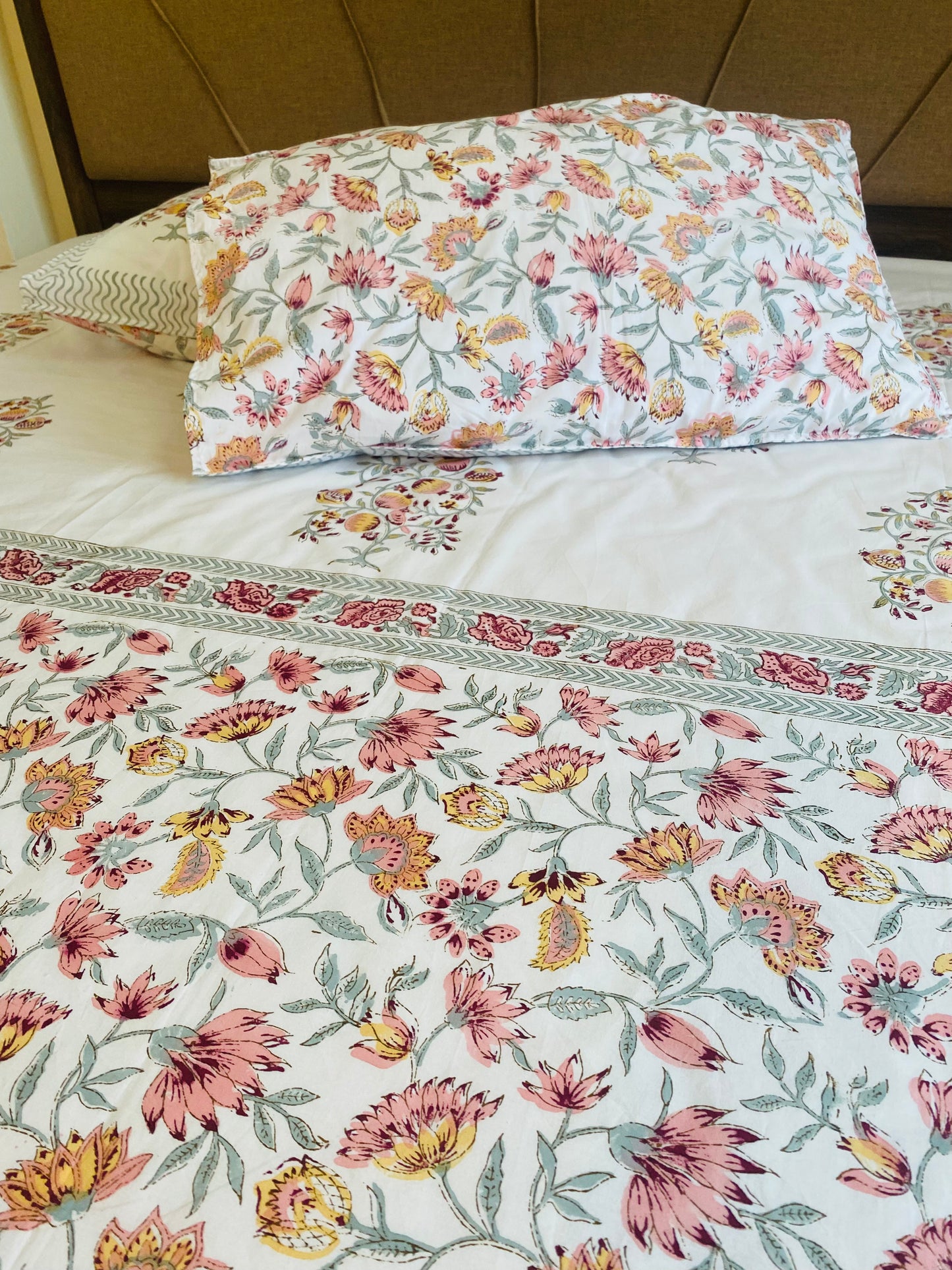 Persian Pomegranate Hand Block Printed Cotton Bedsheet