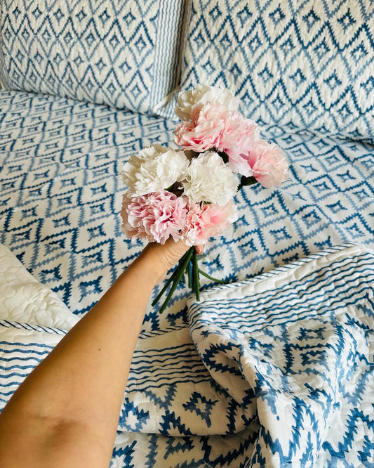 Blue Diamond Quilted Bedcover