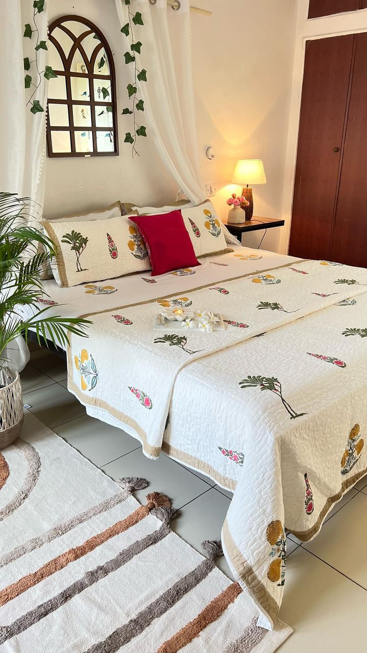 Marigold- Bedsheet & Quilted Bedcover set
