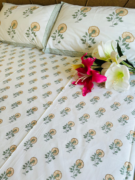 Sehar Hand Block Printed Cotton Bedsheet