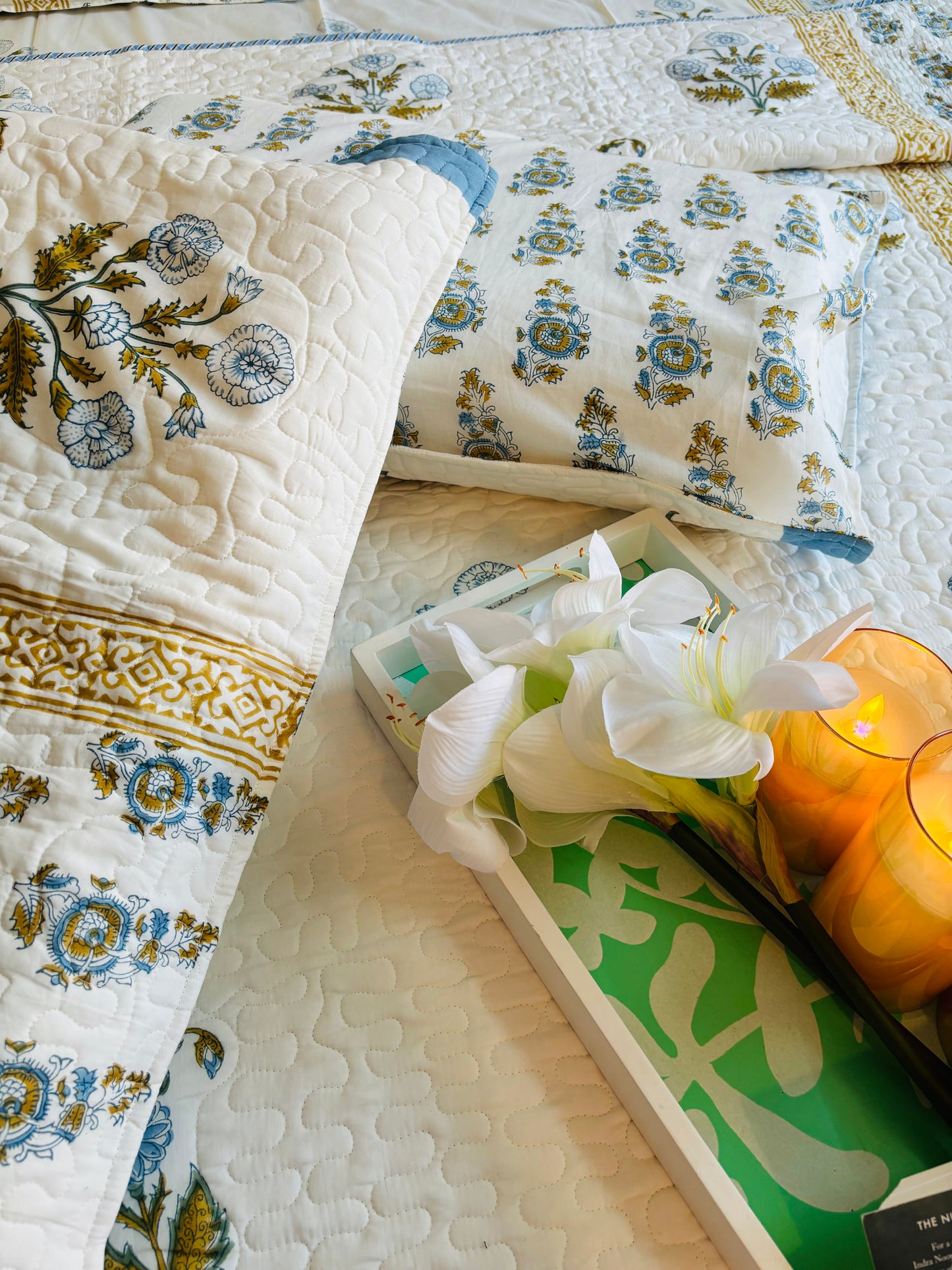 Skyline Bedsheet & Quilted Bedcover Set