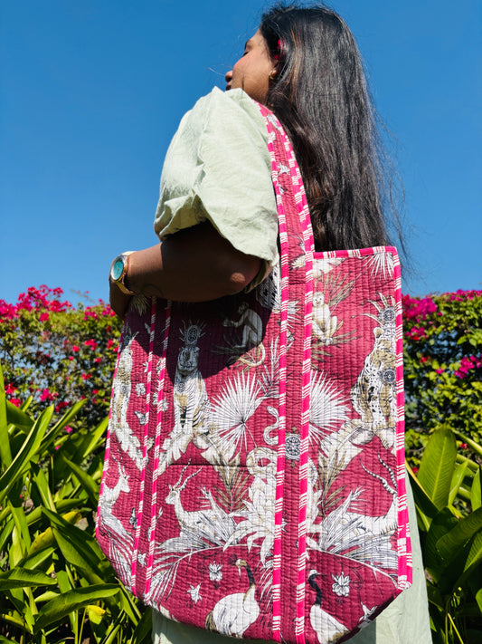 Noor 🛍️ - Hand block printed tote handbag