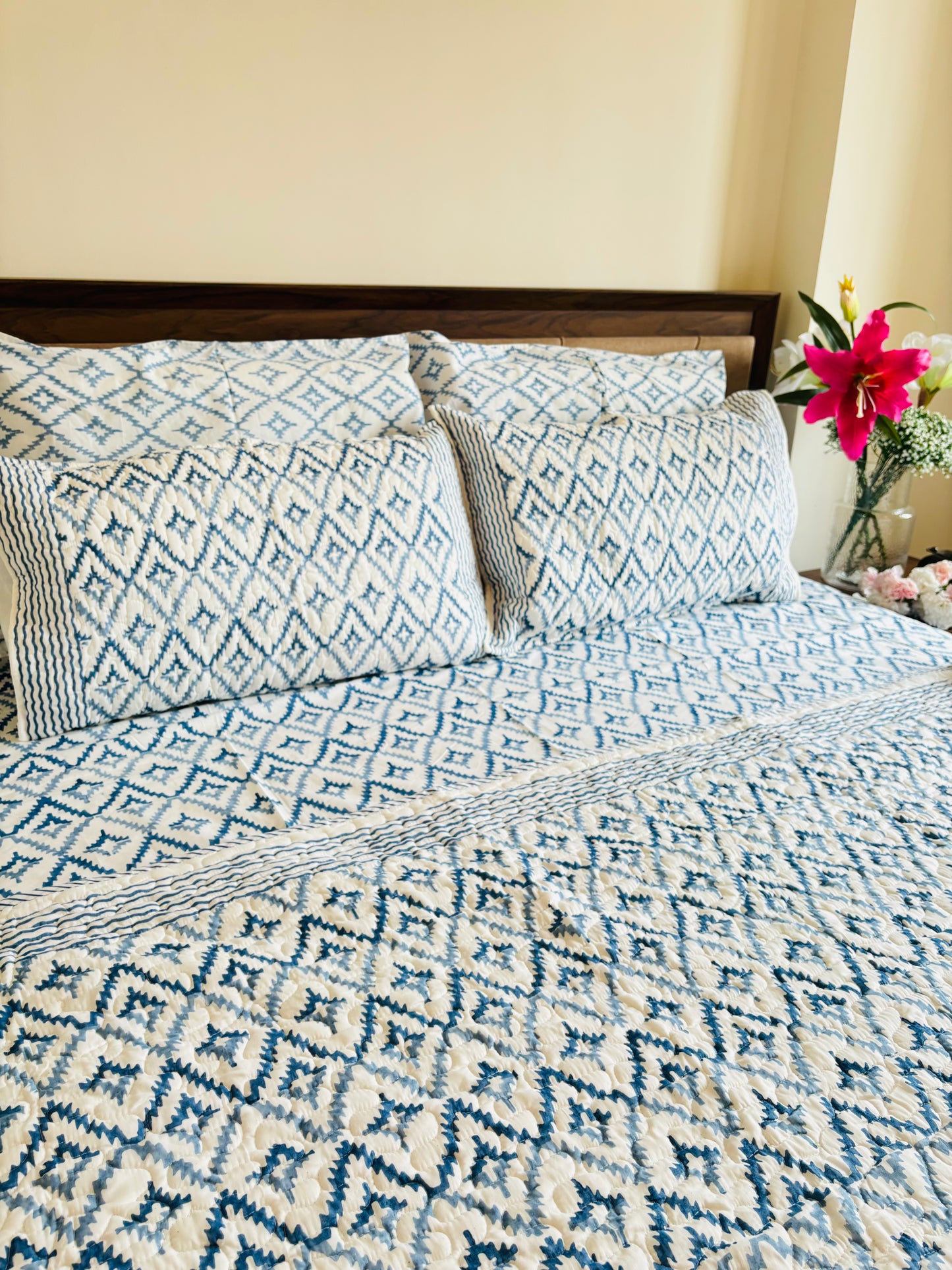 Blue Diamond Quilted Bedcover