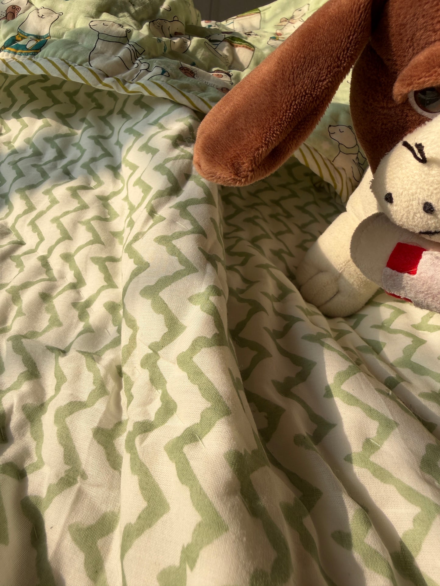Organic Mulmul Cotton Baby Quilt | Green Jungle