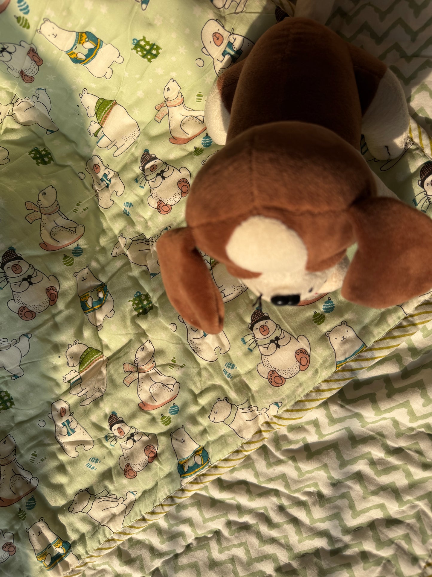 Organic Mulmul Cotton Baby Quilt | Green Jungle