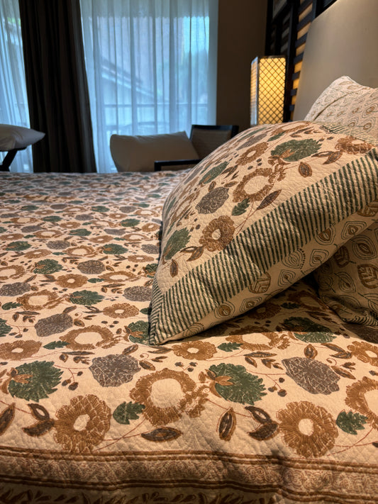 JACQUARD HANDBLOCK BEDCOVER ~ AUTUMN