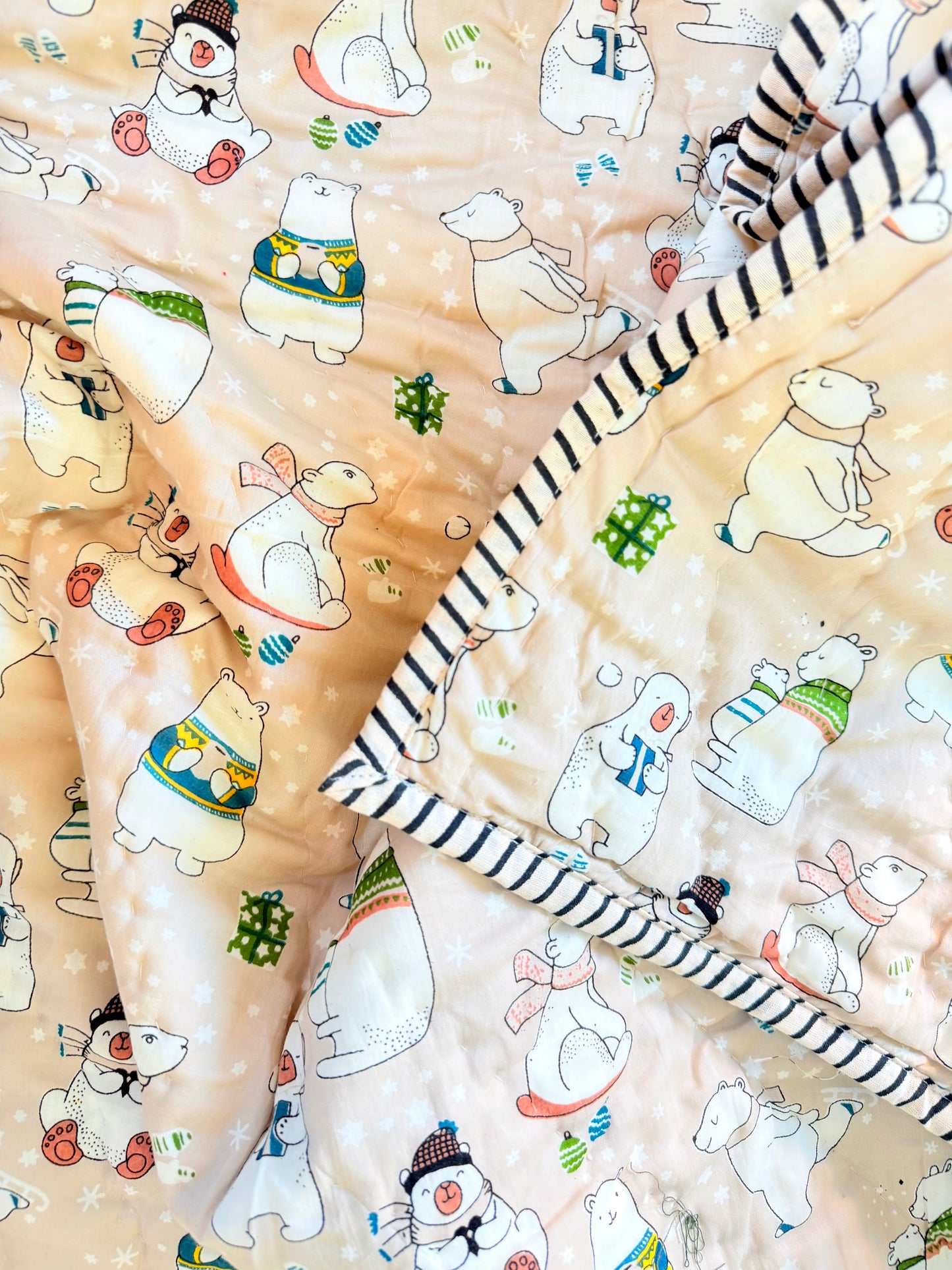 Organic Mulmul Cotton Baby Quilt | Mama Bear