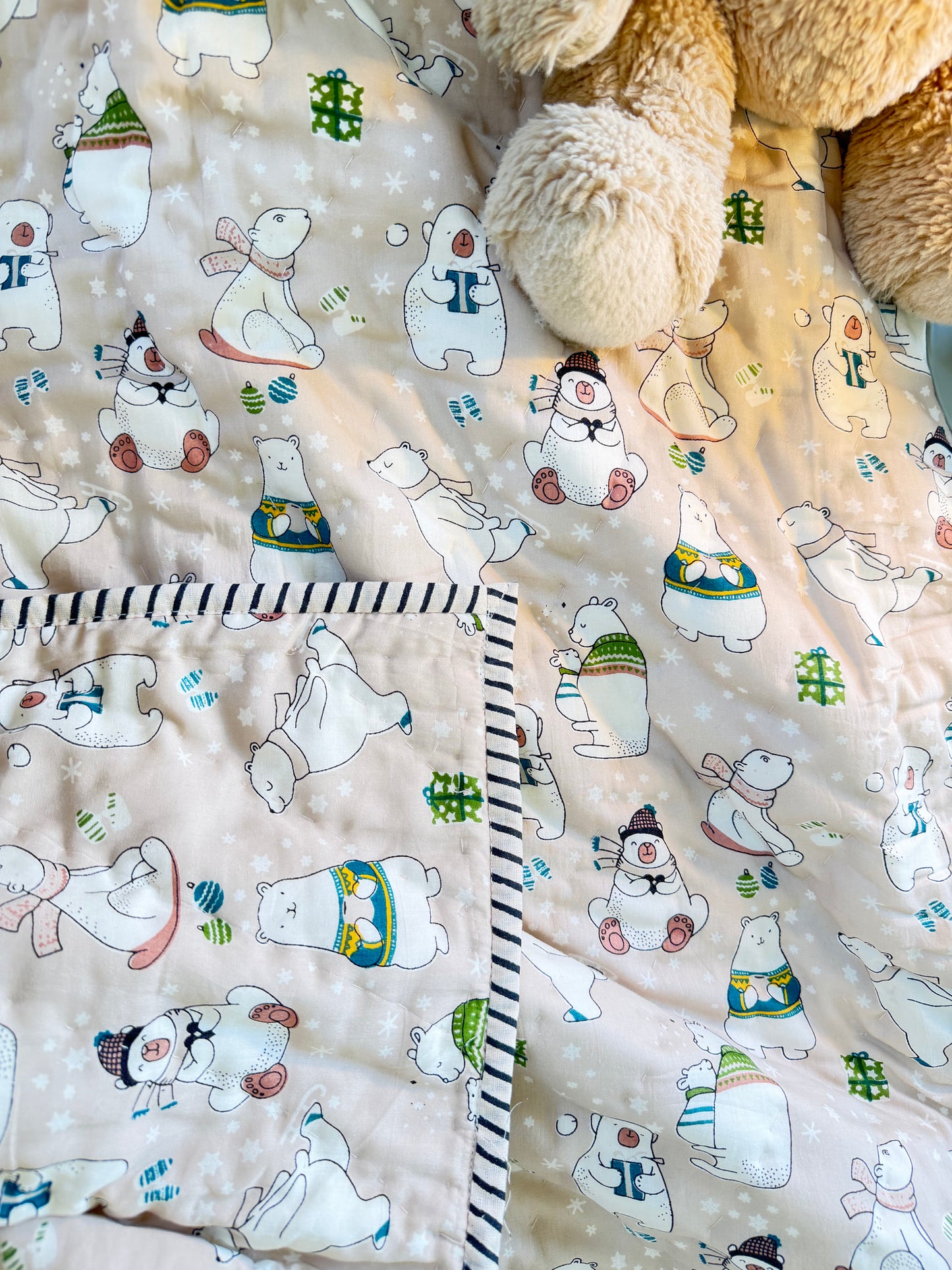 Organic Mulmul Cotton Baby Quilt | Mama Bear