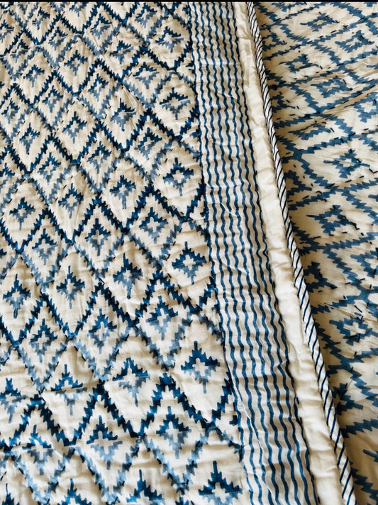 Blue Diamond mulmul Quilt