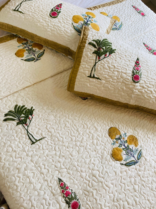 Marigold- Bedsheet & Quilted Bedcover set